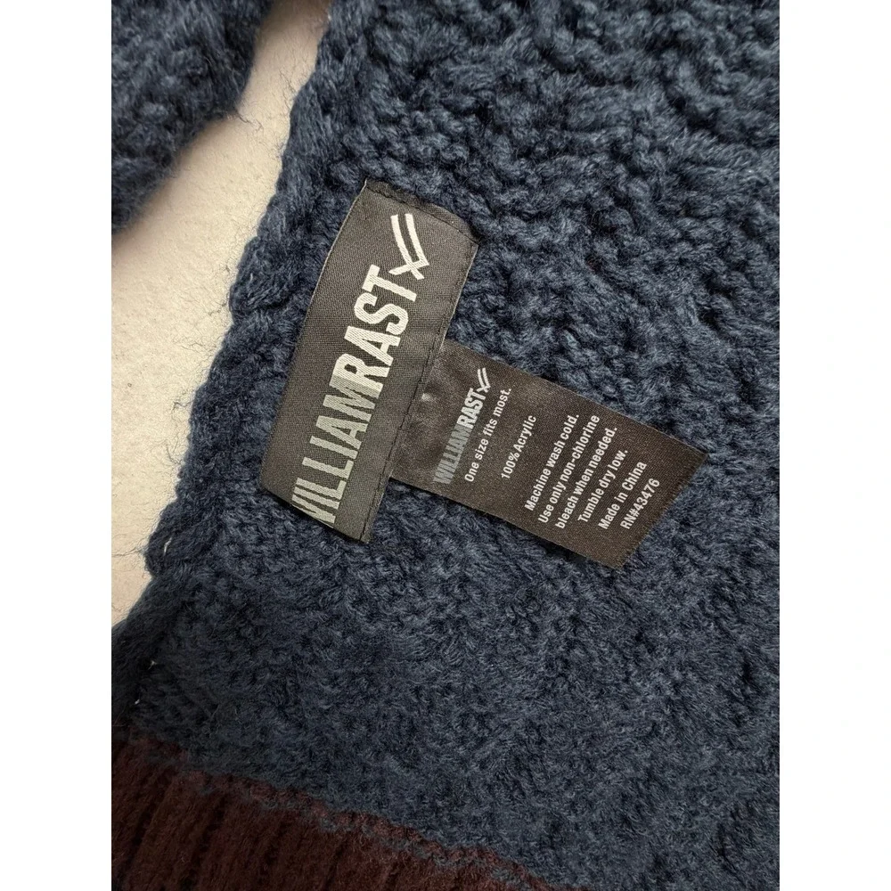 William Rast Navy Blue Burgundy 3D Cable Knit Scarf One Size Chunky